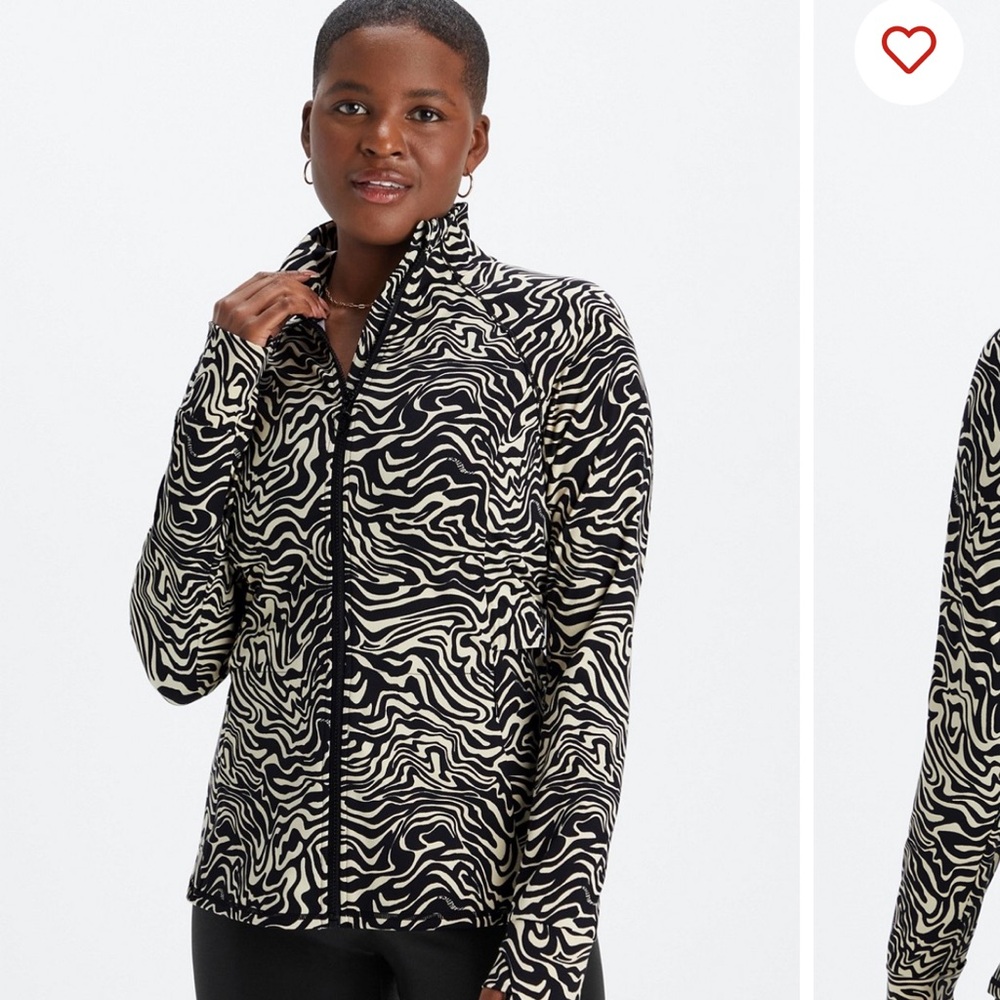 Fabletics XL Marbled Zebra Trinity Performance Activewear Zip Jacket w/ Pockets - Picture 2 of 16